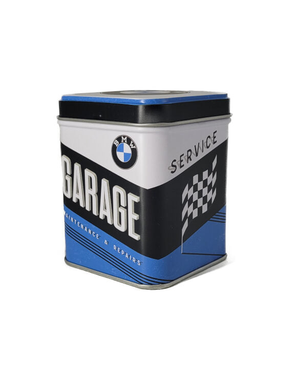 Teedose mit Scharnierdeckel Motiv BMW - Garage 100 g (Nostalgic Art)