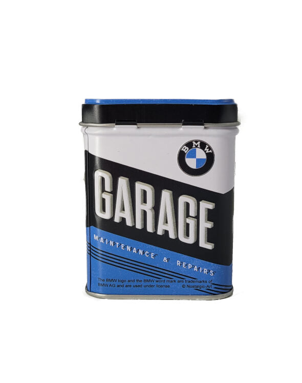 Teedose mit Scharnierdeckel Motiv BMW - Garage 100 g (Nostalgic Art)