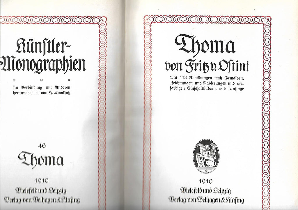 Kunst Fritz von Ostini Künstlermonographien Thoma Liebhaberausgabe Bd. 46 Verlag von Velhagen & Klasing 1910