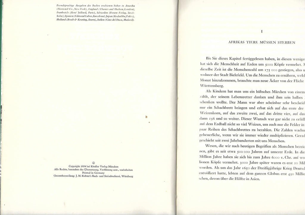 Fernseh-Nostalgie Bernhard Grzimek Kein Platz für wilde Tiere Kindler 1954
