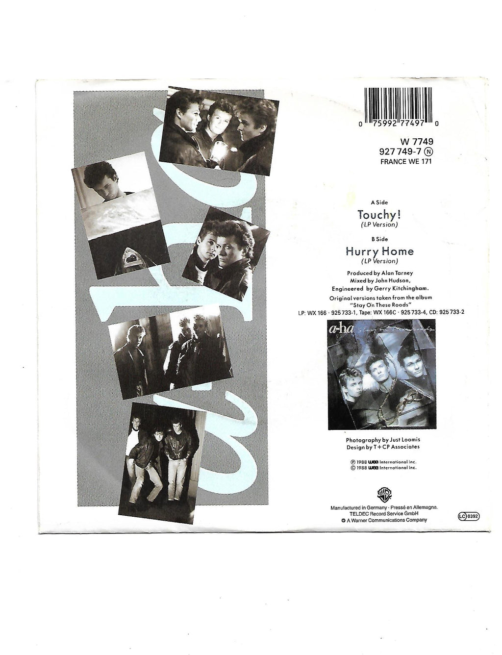 Flohmarkt Vinyl Single A-ha Touchy Warner Bros Records 1988
