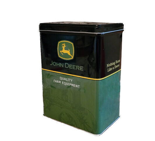 „Vorratsdose aus Metall in Größe L mit John‑Deere‑Logo in Schwarz‑Grün, 3‑Liter‑Fassungsvermögen (Nostalgic Art)“