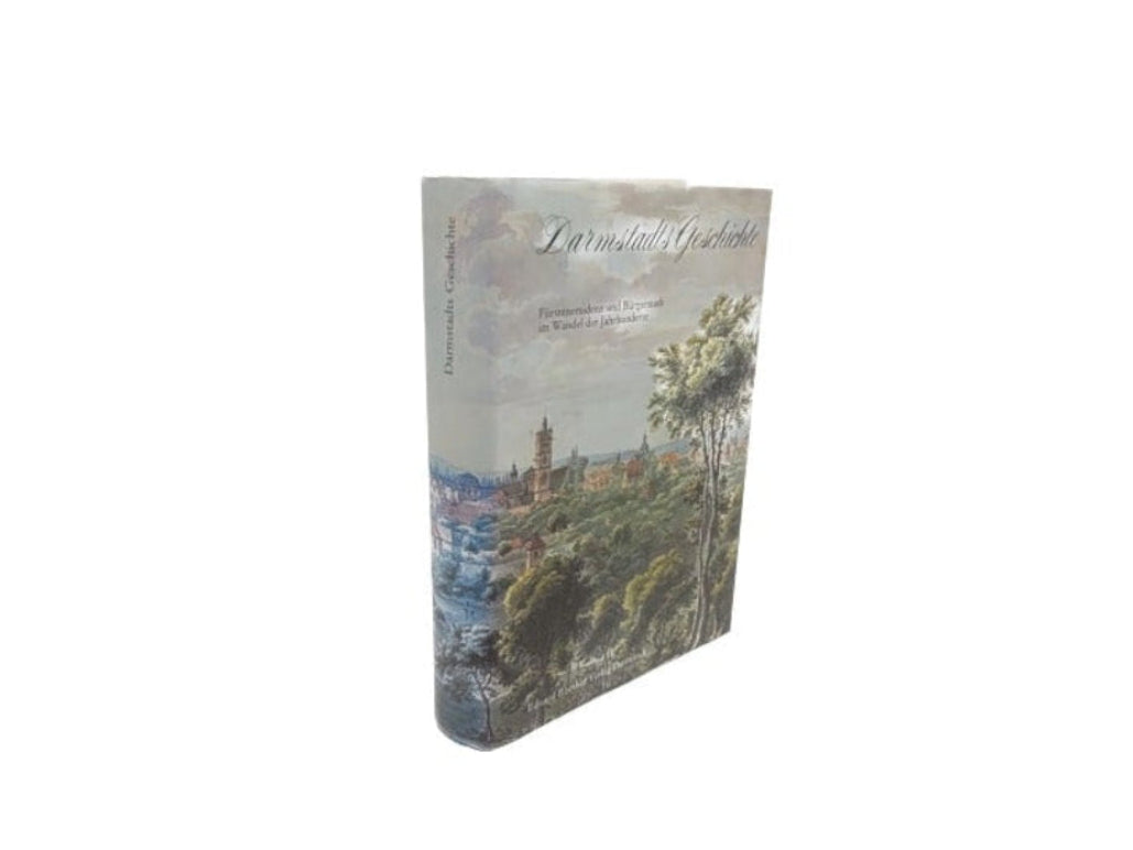 „Zeitgeschichte – Darmstadts Geschichte, Eduard Roether Verlag 1980, Hardcover mit Titel‑Aquarell von Johann Heinrich Schilbach, sehr sauberer und sehr guter Zustand.“