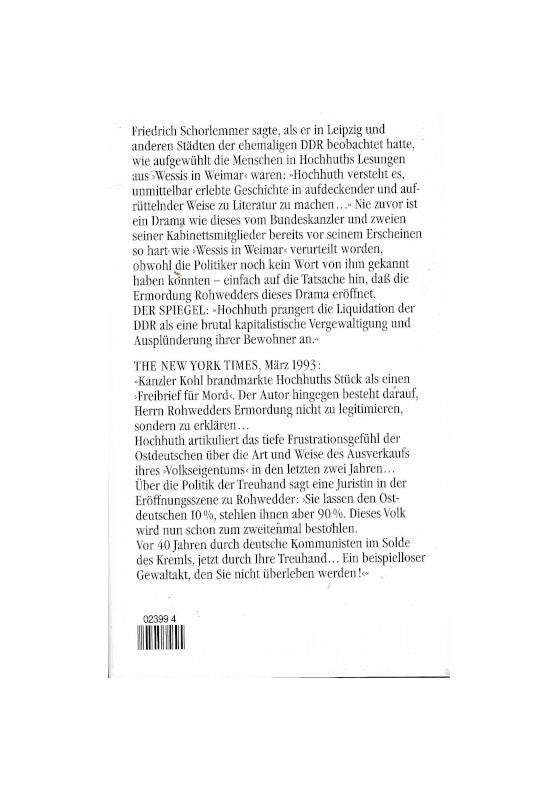 Zeitgeschichte Rolf Hochhuth Wessis in Weimar - Szenen aus einem besetzten Land Bertelsmann 1993