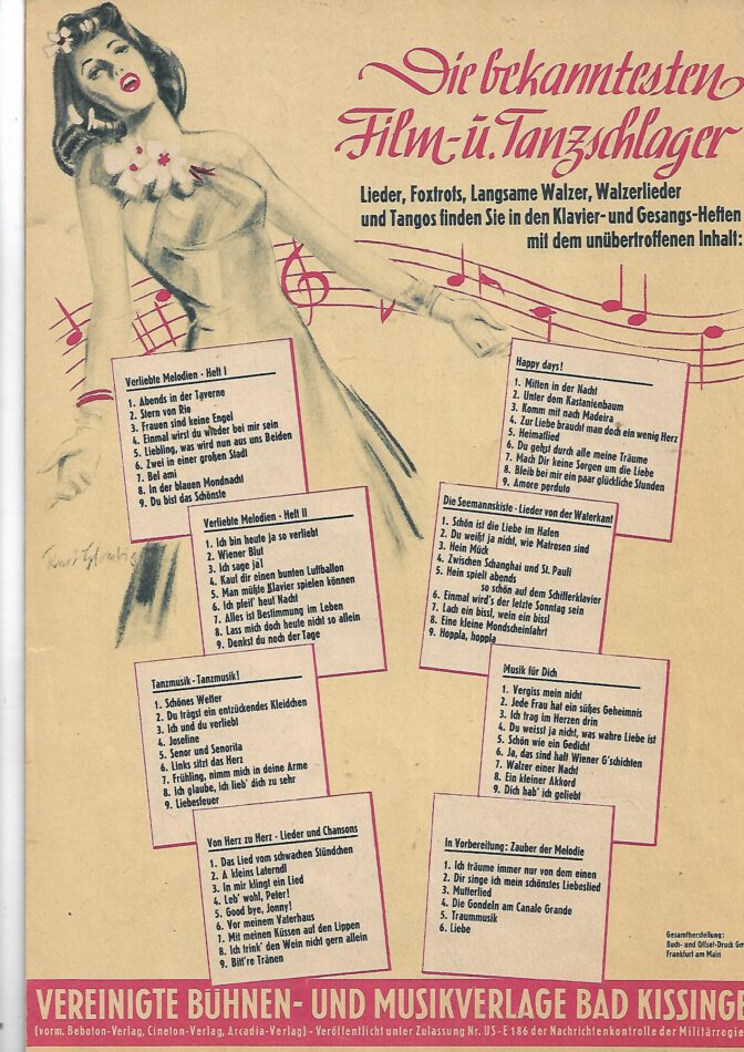 Zeitschrift   Verliebte Melodien Heft 1 - 9 Film- und Tanzschlager 1947