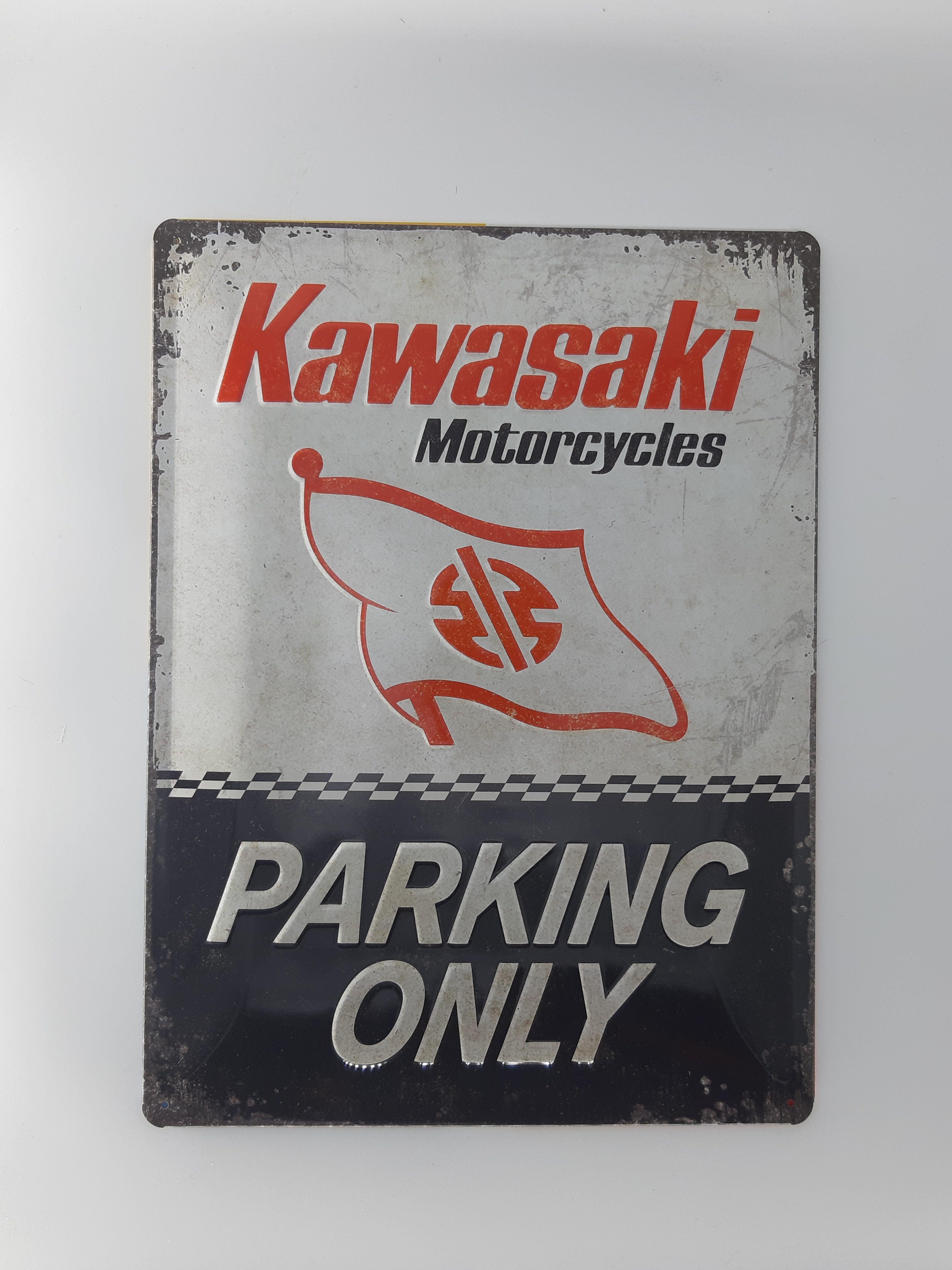 Blechschild KAWASAKI Parking 30 x 40 cm gewölbt NEU Motorrad Biker Werbung 
