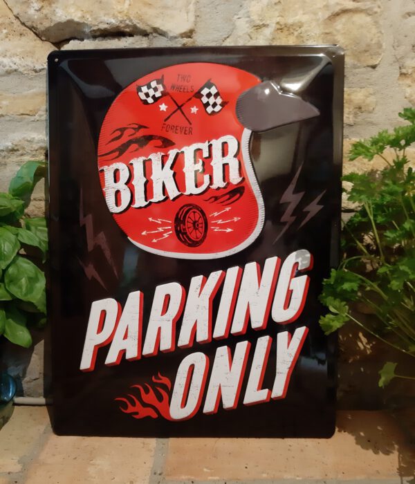 Blechschild Biker - Parking Only (30 x 40 cm)