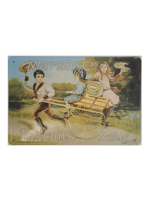 Blechschild Marsh & Co Biscuits - Motiv 1 Handwagen (20 x 30 cm)
