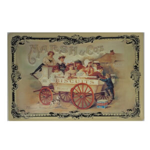 Blechschild Marsh & Co Biscuits - Motiv 2 Kutschenanhänger (20 x 30 cm)