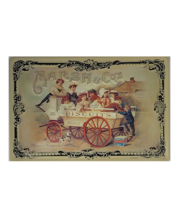 Blechschild Marsh & Co Biscuits - Motiv 2 Kutschenanhänger (20 x 30 cm)