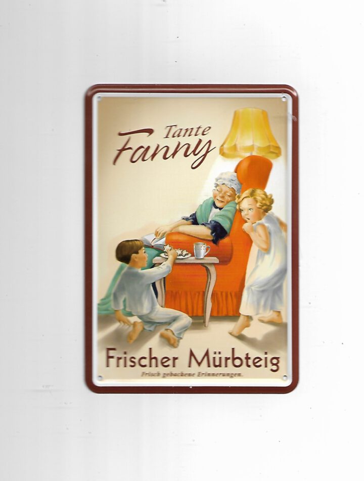 Blechpostkarte Tante Fanny Mürbeteig