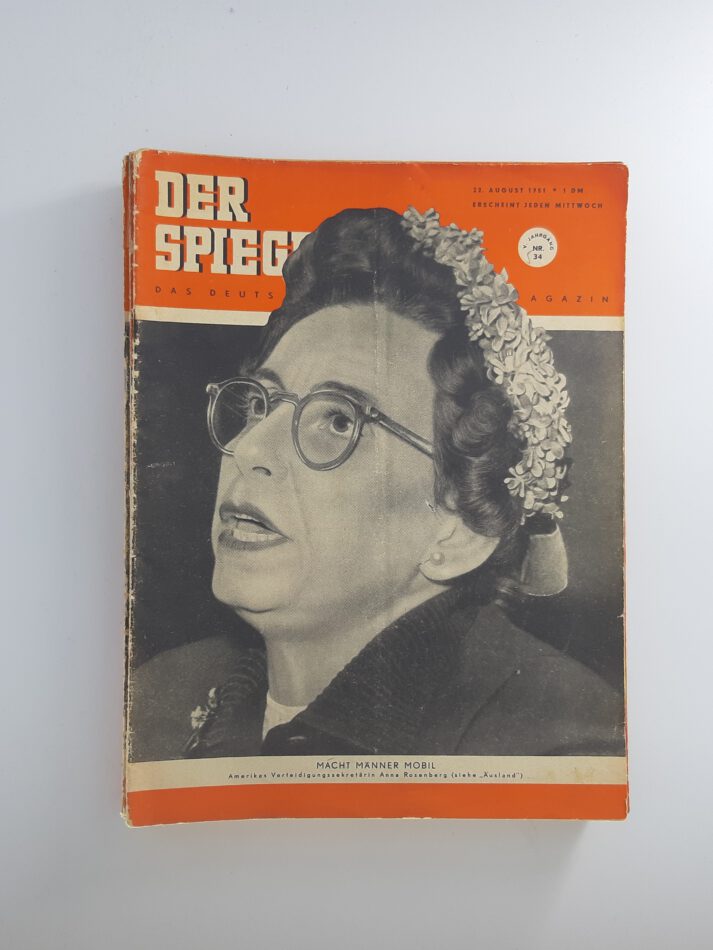 Zeitschrift Der Spiegel vom 22.08.1951 Nr. 34 Anna Rosenberg Original