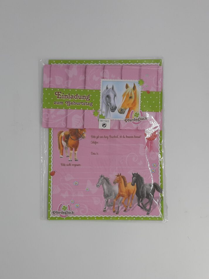 Pferdeglück 8 x Einladung zum Geburtstag mit Kuvert