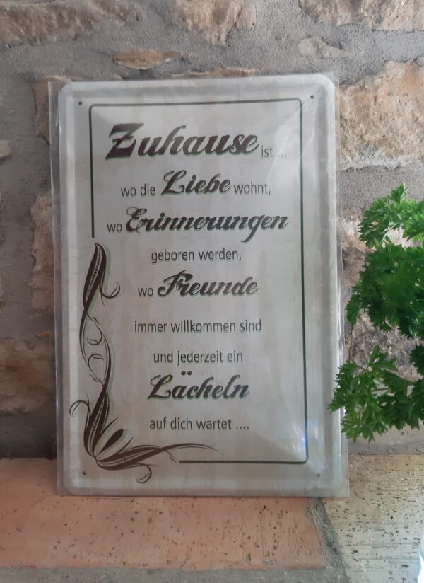 Blechschild Zuhause - Wo die Liebe wohnt (20 x 30 cm)
