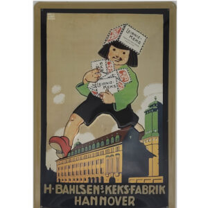 Blechschild Bahlsens-Keksfabrik Hannover designed by Otto Obermeier (20 x 30 cm)