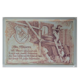 Blechschild Berufe - Die Maurer "einst und heute" (20 x 30 cm)