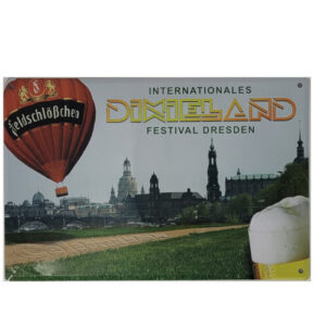 Blechschild Dresden Feldschlößchen Dixieland  Festival Dresden Heißluftballon Bier (20 x 30 cm)