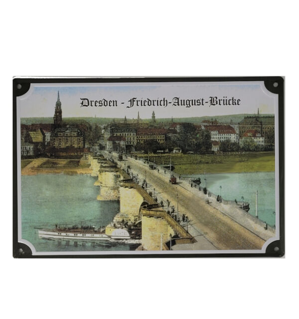 Blechschild Dresden Friedrich-August-Brücke - historisch (20 x 30 cm)