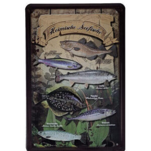 Blechschild Fischarten - Heimische Seefische (20 x 30 cm)