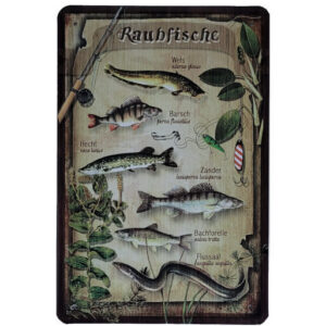 Blechschild Fischarten - Raubfische (20 x 30 cm)