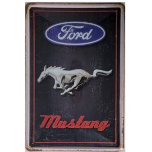 Blechschild Ford Mustang - Silbernes Pferd (20 x 30 cm)