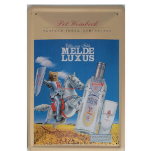 Blechschild Melde Luxus - Edler vom Felde Schnaps (20 x 30 cm)