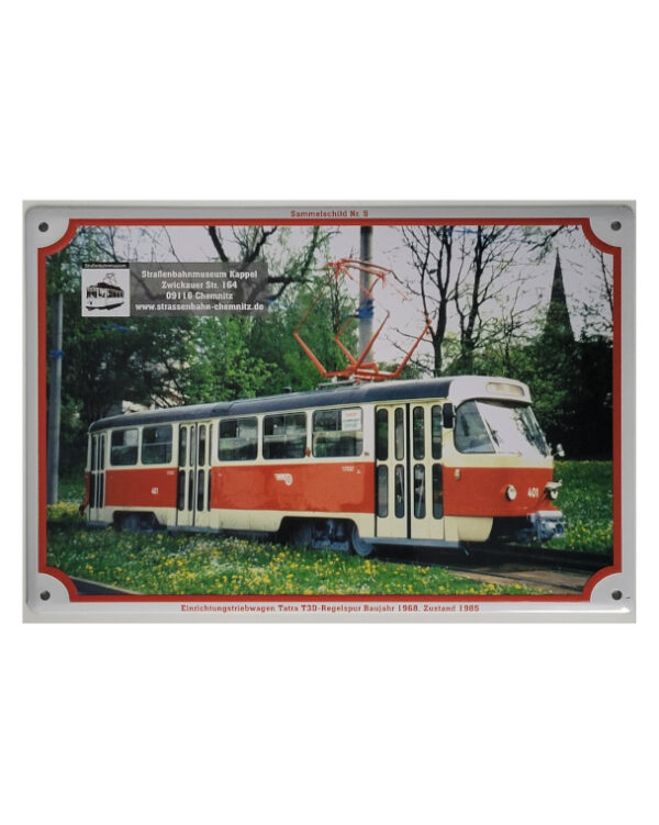 Blechschild Straßenbahn Einrichtungstriebwagen Tatra T3D - Sammelschild Nr. 5 (20 x 30 cm)