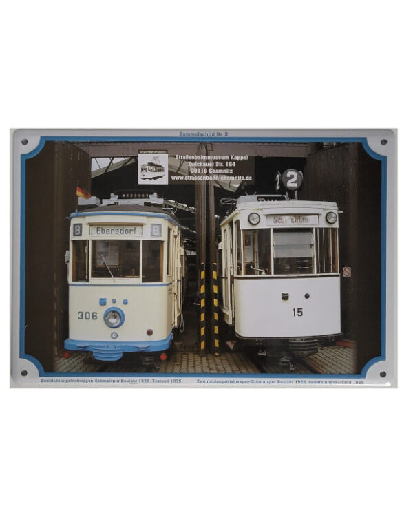 Blechschild Straßenbahn Zweirichtungstriebwagen-1928 Sammelschild Nr. 2 (20 x 30 cm)