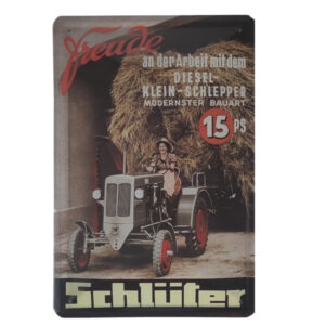 Blechschild Traktor Kleinschlepper Schlüter - 15 PS (20 x 30 cm)