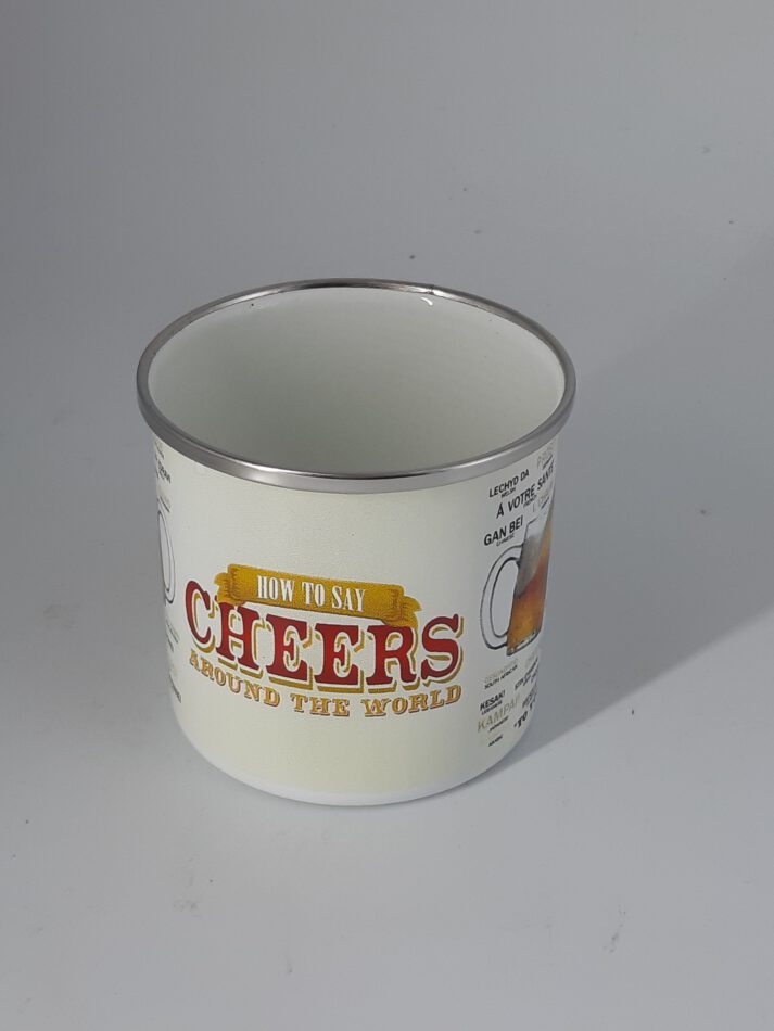Emaille Becher "How to say Cheers around the world" 0,4 l Angebot!!! – Bild 2