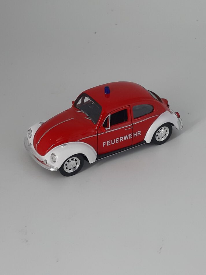 Modellauto VW Käfer - Feuerwehr (aus Metall mit Rückzugmotor) 1:32