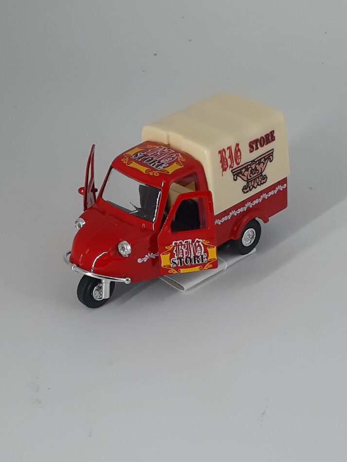 Modellauto Mini Tricycle - rot (aus Metall/Plastik mit Friktionsmotor) 1:36 – Bild 2