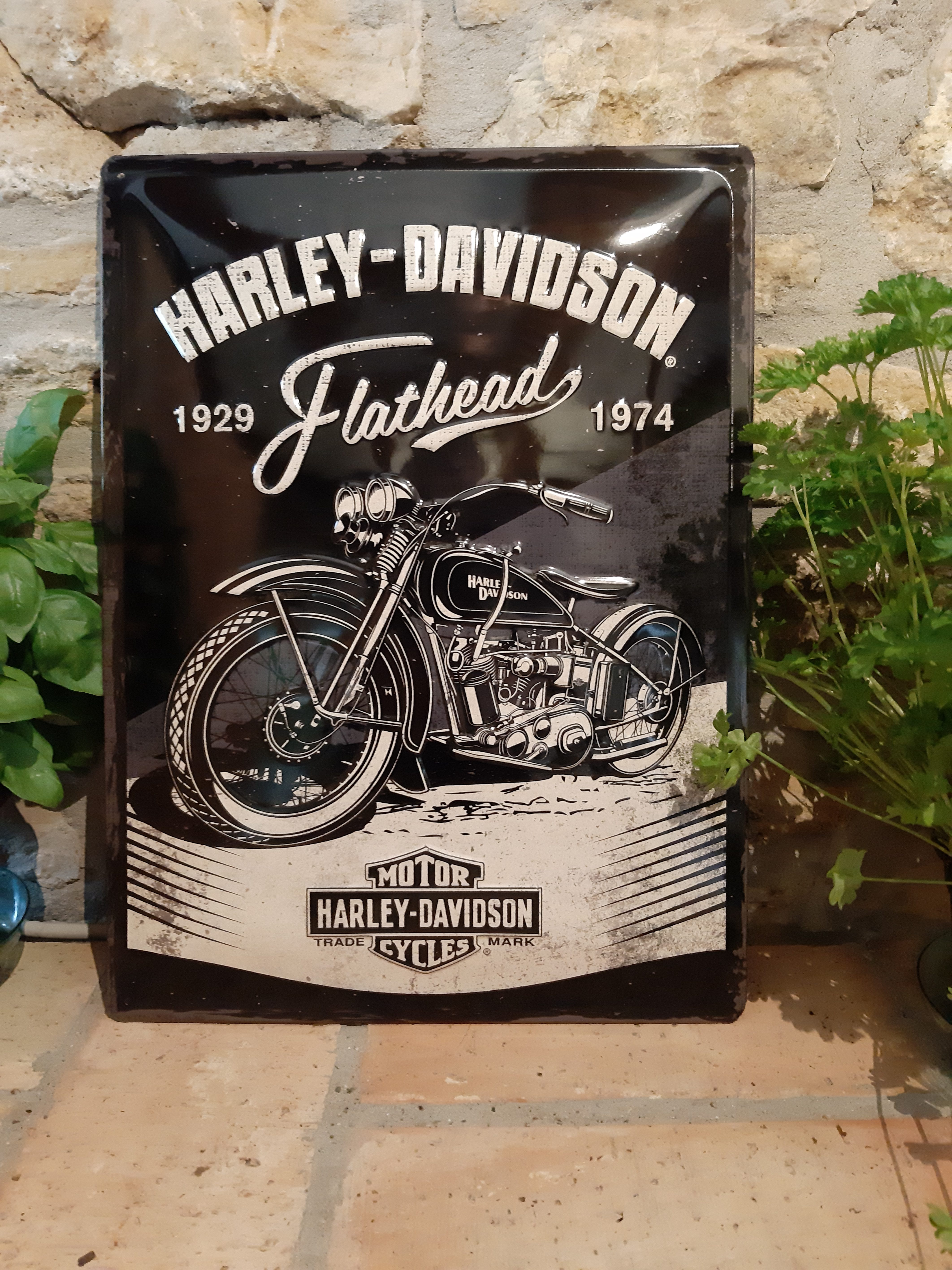 Blechschild 30 cm x 40 cm Harley Davidson Flathead 1929 – 1974