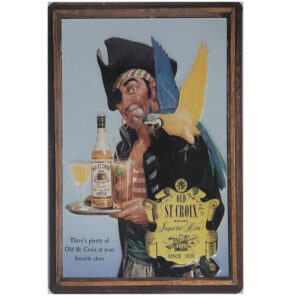 Blechschild Old St. Croix - Rum Pirat mit Papagei (20 x 30 cm)