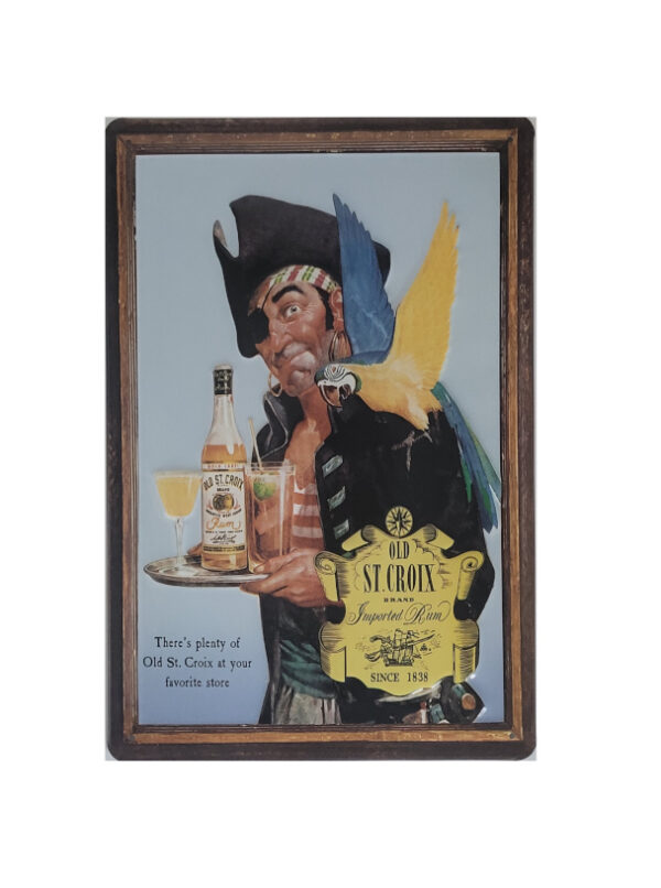 Blechschild Old St. Croix - Rum Pirat mit Papagei (20 x 30 cm)