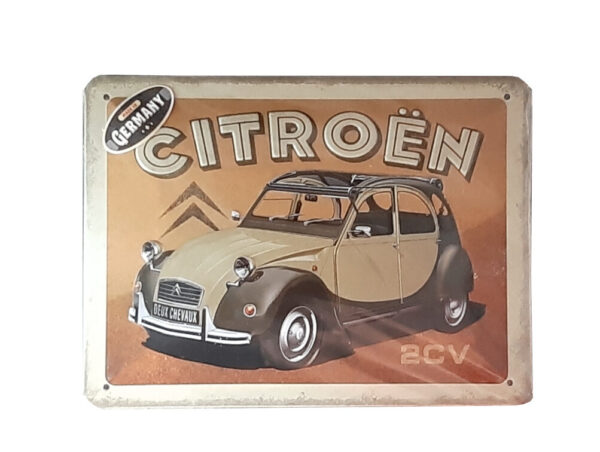 hintergrund hell bis dunkelbraun, Ente in schokoladenbraun und beige mit offenen Verdeck nummernschild deux chevaux