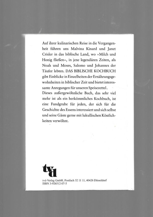 Kochbuch Malvina Kinard Janet Crisler Das biblische Kochbuch tvd 1995 – Bild 2