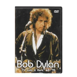 DVD-Cover „Bob Dylan – TV Live & Rare 1963–1975“ mit Schwarz-Weiß-Porträt des Musikers und typischem Retro-Design. Enthält rare Fernsehauftritte und Live-Mitschnitte aus den frühen Jahren seiner Karriere. Musik-Dokumentation im Stil der 60er und 70er Jahre.