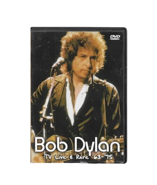 DVD-Cover „Bob Dylan – TV Live & Rare 1963–1975“ mit Schwarz-Weiß-Porträt des Musikers und typischem Retro-Design. Enthält rare Fernsehauftritte und Live-Mitschnitte aus den frühen Jahren seiner Karriere. Musik-Dokumentation im Stil der 60er und 70er Jahre.