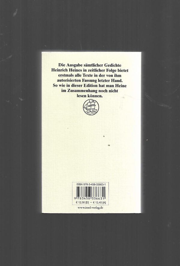 Lyrik Heinrich Heine Sämtliche Gedichte Hrsg Klaus Briegleb Insel Verlag 2012 – Bild 2