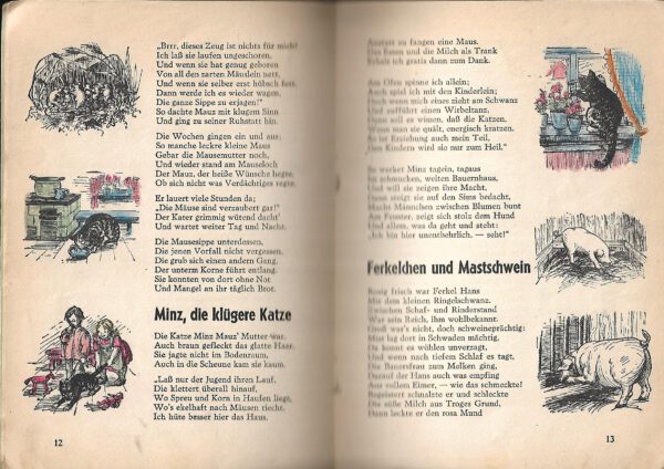 Lyrik Wolfgang Paquin Auf dem Lande Tiergedichte für große und kleine Leute Federzeichnungen von Ruth Kuboschek Druck Martin Saß & Co 1948 illustriertes Heft – Bild 2