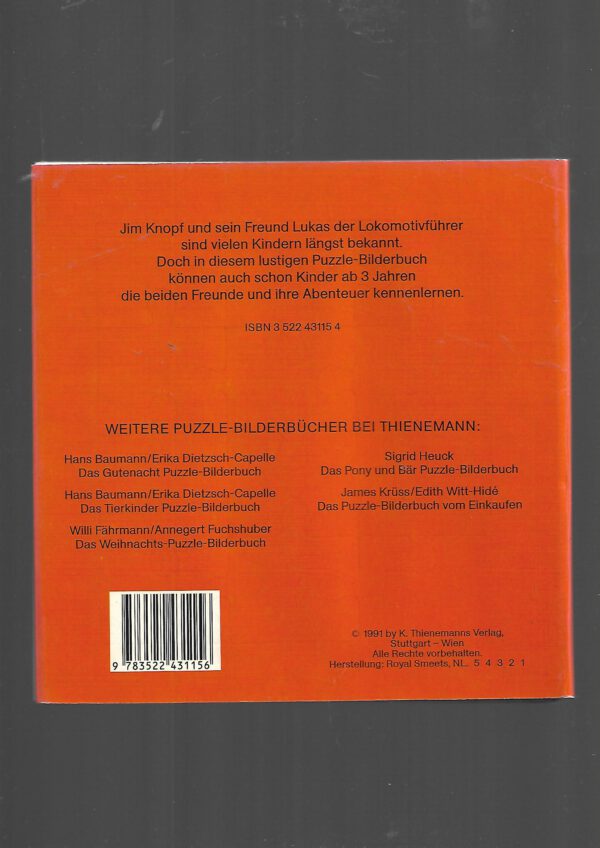 Kinderbuch Michael Ende/F.J.Tripp Das Jim Knopf Puzzle-Bilderbuch Thienemann 1991 Inhalt 4 Puzzles à 12 Teile, vollständig   – Bild 2