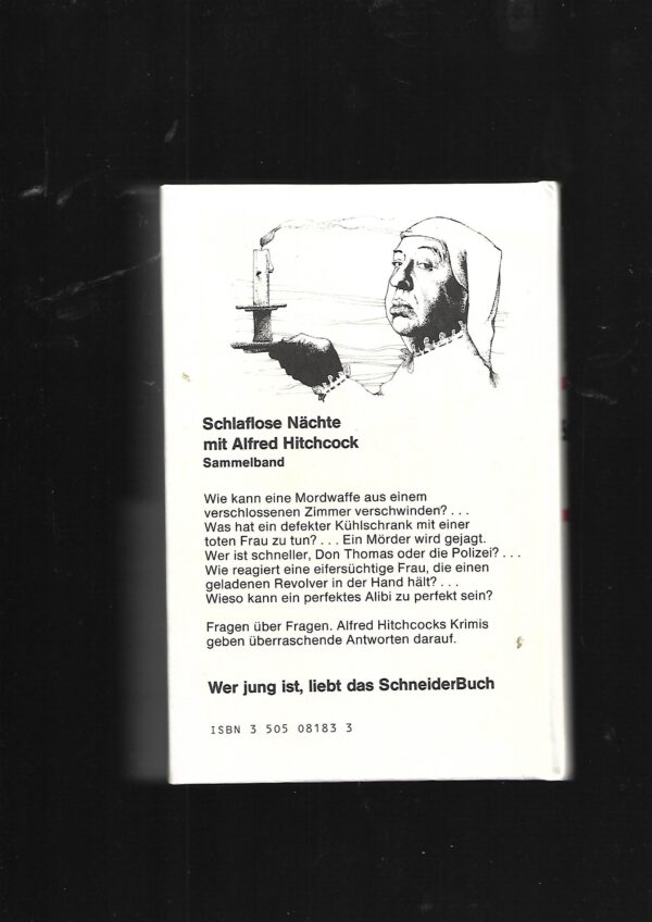 Kriminalroman Alfred Hitchcock Schlaflose Nächte Schneider-Buch 1981 gebunden – Bild 2