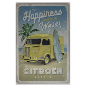Blechschild Citroen - Type-H - Happiness Comes in Waves Nostalgic Art (20 x 30 cm)