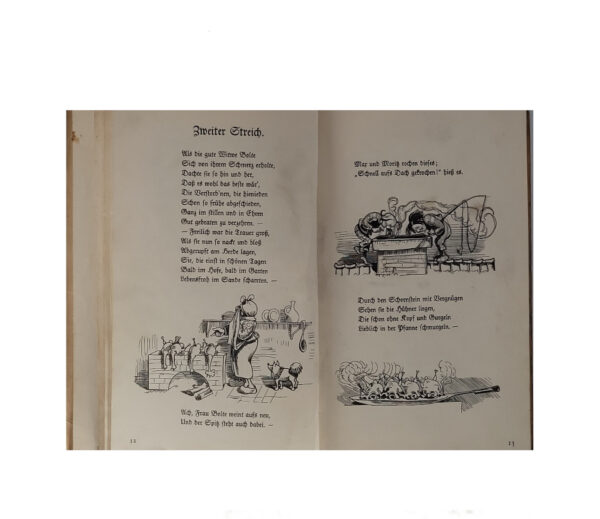 Alte Bücher Wilhelm Busch Max und Moritz eine Bubengeschichte in sieben Streichen Verlag von Braun und Schneider – Bild 4