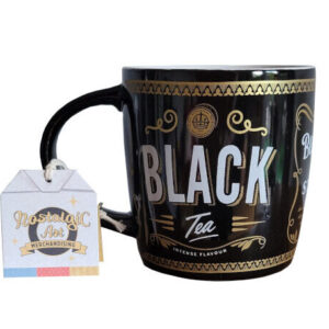 Tasse Kaffeebecher Black Tea - Teetasse in schwarz mit weißen Schriftzuegen