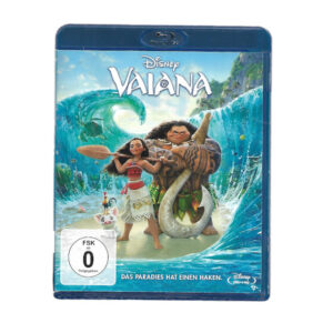 DVD Vaiana - Das Paradies hat einen Haken - Coverbild zeigt die Protagonisten umgeben von einem Wellenmeer eine junge Frau und einen kräftigen Mann im Zeichentrickdesign