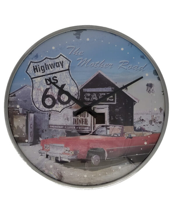 Nostalgic Art Wanduhr Highway US 66 - The Mother Road ca. Ø 31 cm, Neu und OVP