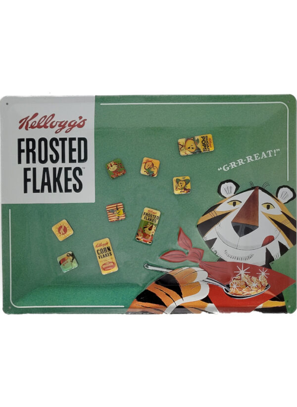 Blechschild Kellogg's - Frosted Flakes Tony Tiger -Magnettafel (30 x 40 cm) + inkl. Magnetset 9-teilig (Nostalgic Art)