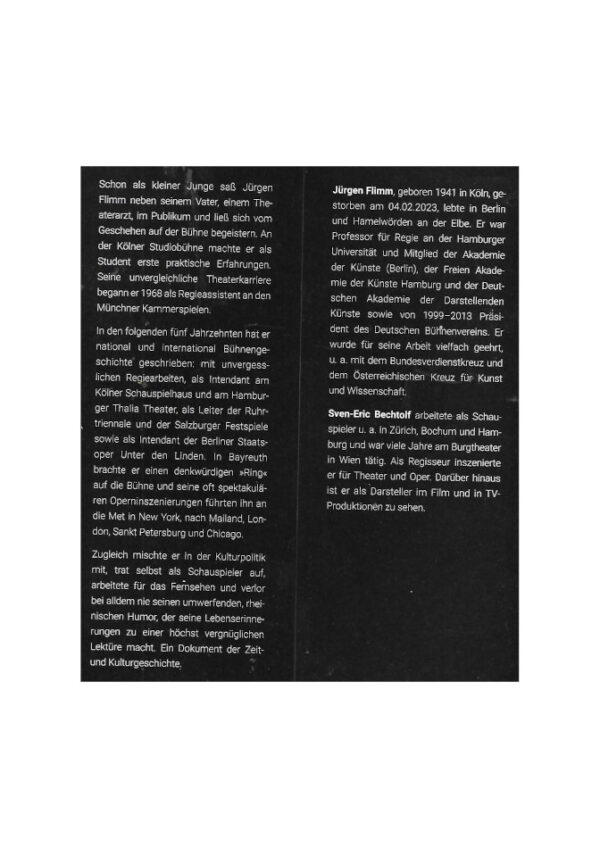 Film-Bibliothek Jürgen Flimm Mit Herz und Mund und Tat und Leben Kiepenheuer & Witsch 2024 – Bild 2